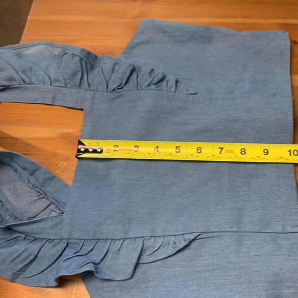 Unbranded blue crop top with stretch, elasticized back, denim look - Picture 8 of 9